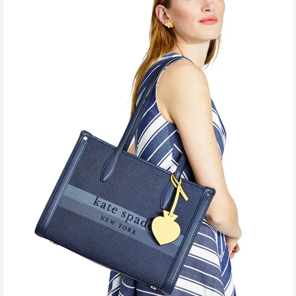 kate spade Navy Tote with Yellow Heart Charm